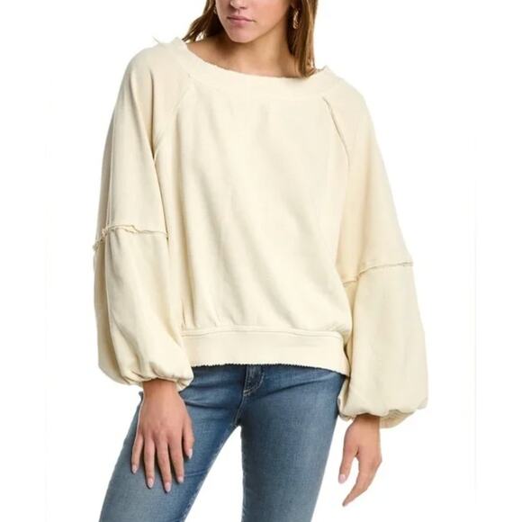 Free People Sweet Deets Sweatshirt in Cheesecake XS - Picture 1 of 9